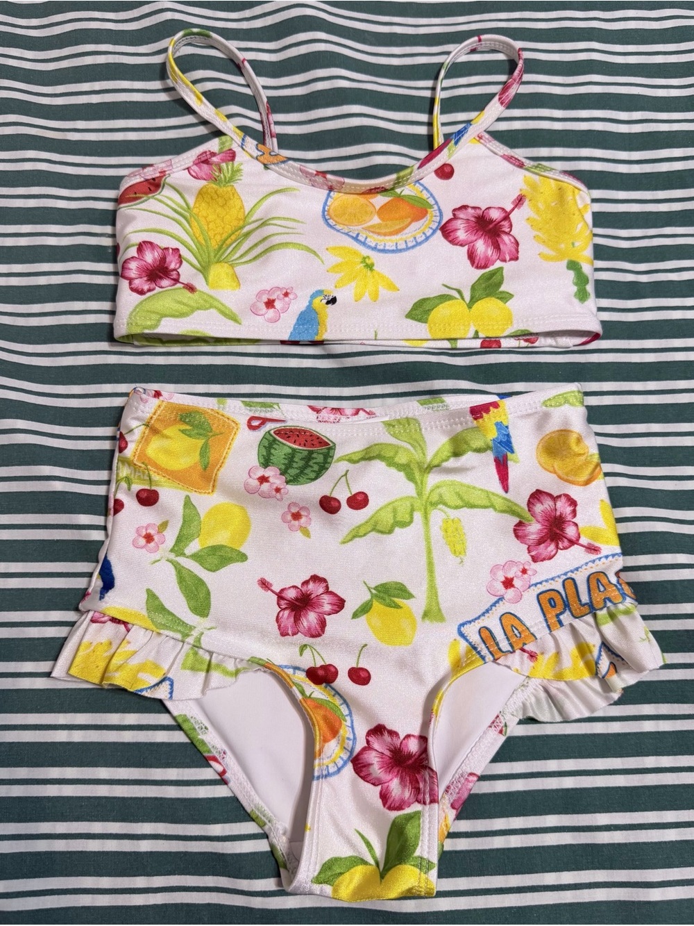 Girls' Tropical Lemon Swim Bikini Set - White/Yellow